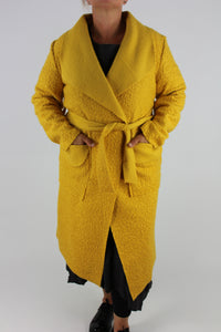 Boucle Coat Belt Pockets Size 12 14 16 In Yellow