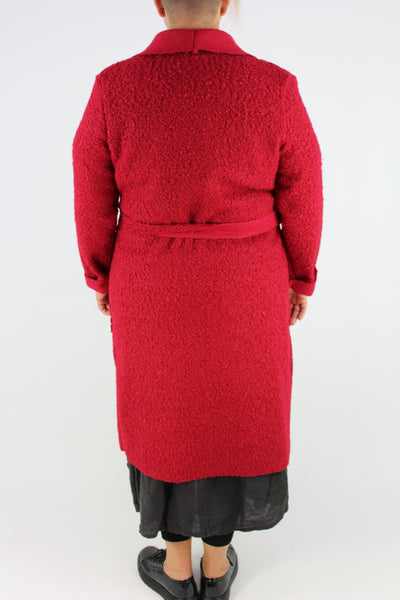 Boucle Coat Belt Pockets Size 12 14 16 In Red