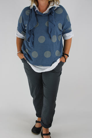 Copy of Stretchy Over Top Shimmering Spots and Scarf in Denim Plus Size 12 14 16 18 20 22