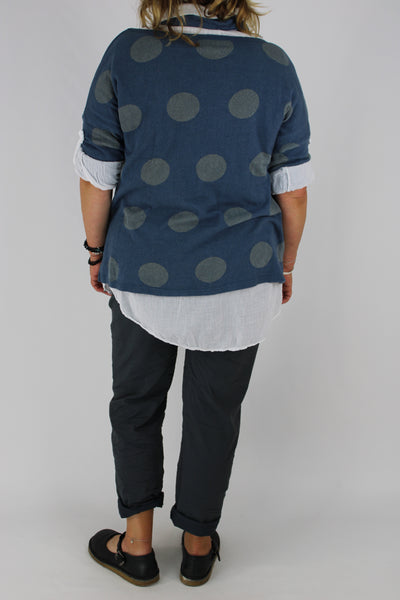 Copy of Stretchy Over Top Shimmering Spots and Scarf in Denim Plus Size 12 14 16 18 20 22