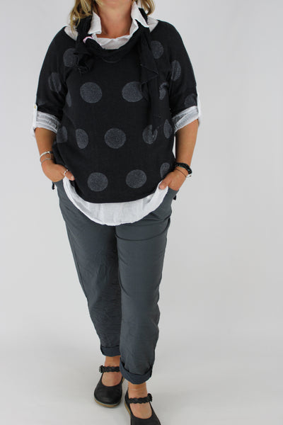 Stretchy Over Top Shimmering Spots and Scarf in Black Plus Size 12 14 16 18 20 22