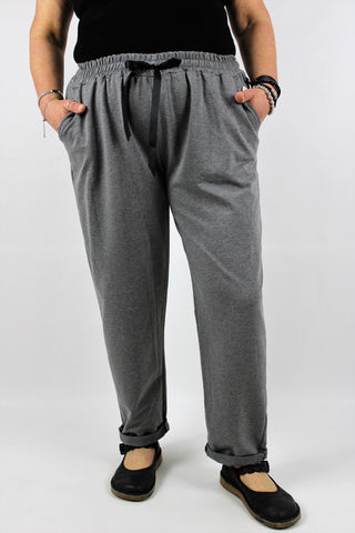 Italian Trousers Stretch Cotton Loungewear Joggers Plus Size 14 16 18 20 22 in Grey