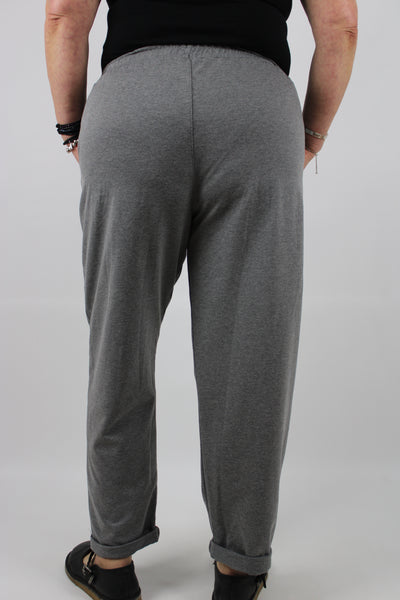 Italian Trousers Stretch Cotton Loungewear Joggers Plus Size 14 16 18 20 22 in Grey