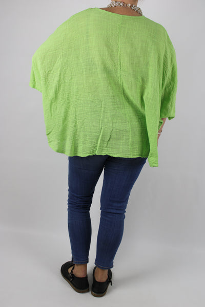 Made in Italy 100% Cotton Wrap Top Size 12 14 16 18 20 22 24 26 in Lime Green