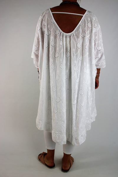 Made in Italy Top Tunic Broderie Plus Size 16 18 20 22 24 26 28 30 in White