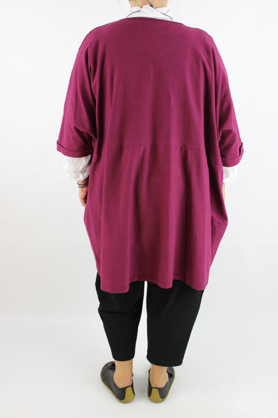 Made in Italy Cotton Top Tunic Over Top Plus Size 16 18 20 22 24 26 28 30 in Mulberry