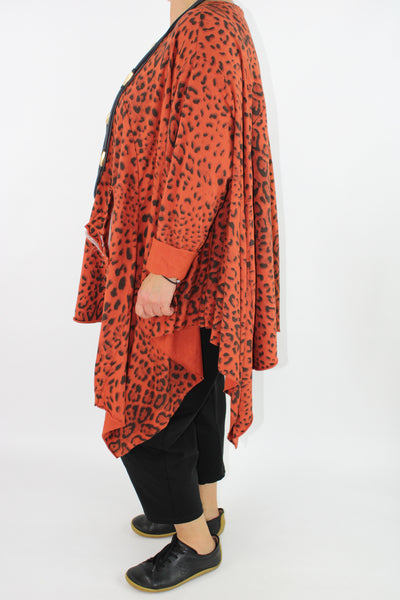 Quirky Animal Print Top Plus Size 16 18 20 22 24 26 28 In Rust