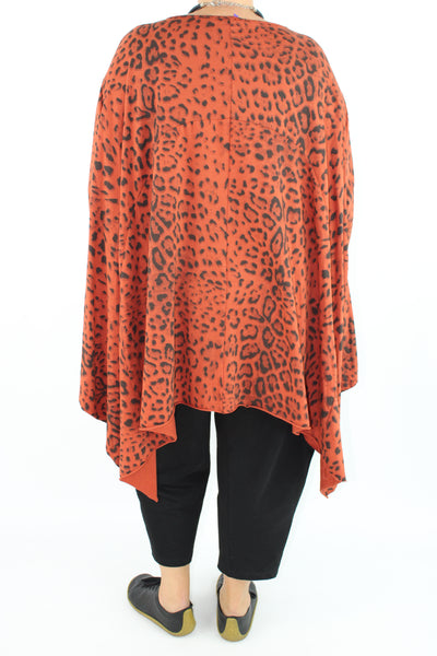 Quirky Animal Print Top Plus Size 16 18 20 22 24 26 28 In Rust